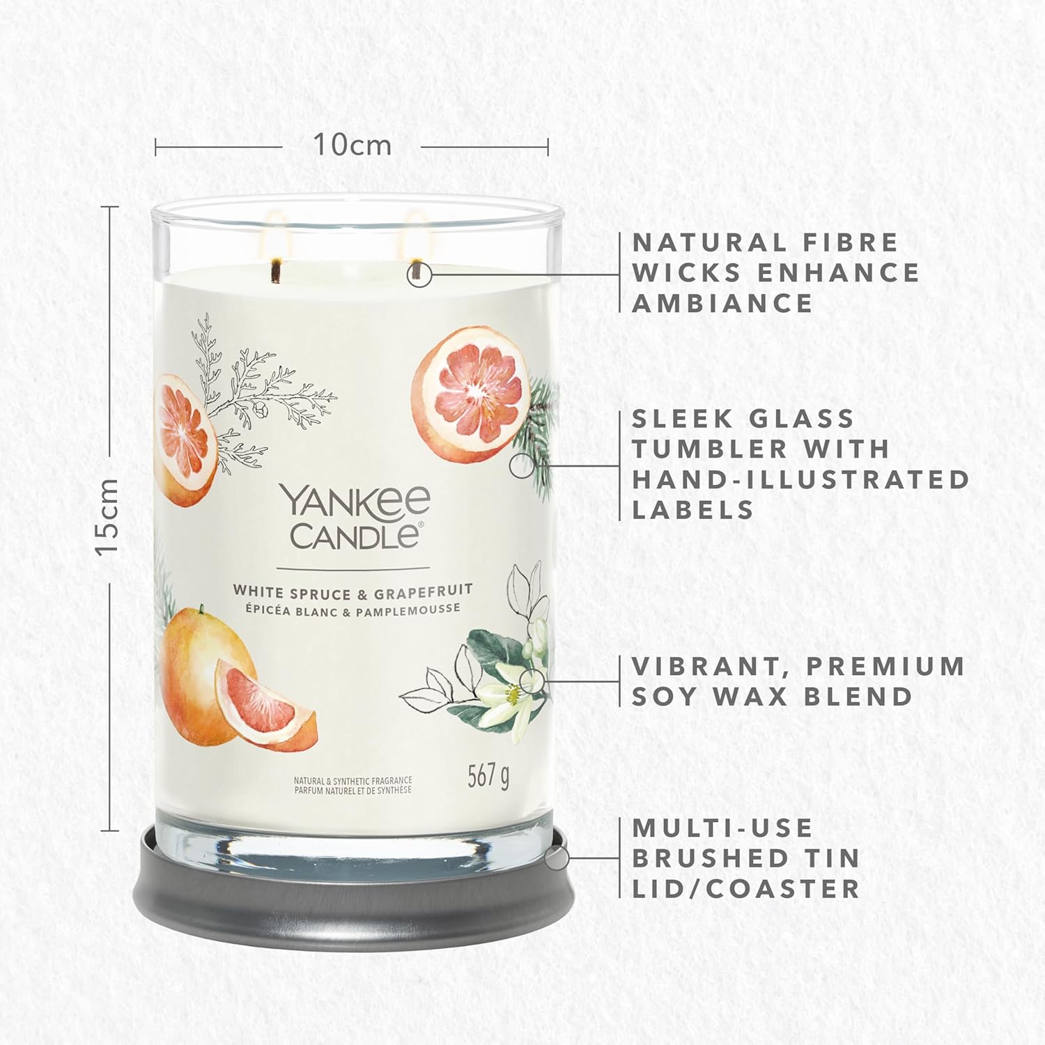 Yankee Candle Signature Scented Candle | White Spruce & Grapefruit Large Jar Candle