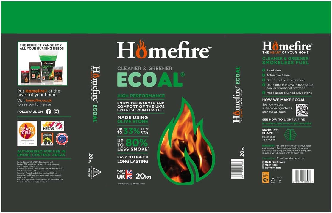 Homefire Ecoal Smokeless Coal - 20kg