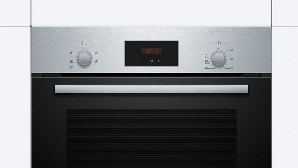 Bosch HHF113BR0B 59.4cm Serie 2 Built In Electric Single Oven 3D Hot Air - Stainless Steel