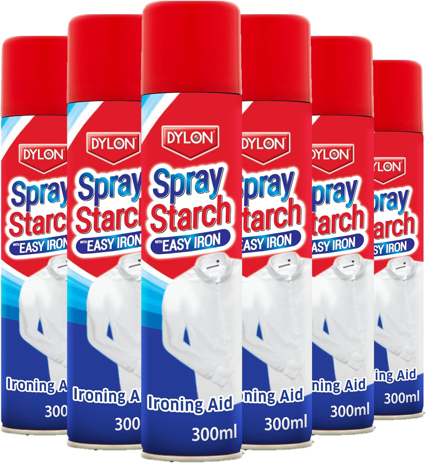 Dylon 2-in-1 Starch Spray with Easy Iron, Ironing Aid Helps Remove Creases - 300 ml (Pack of 6)