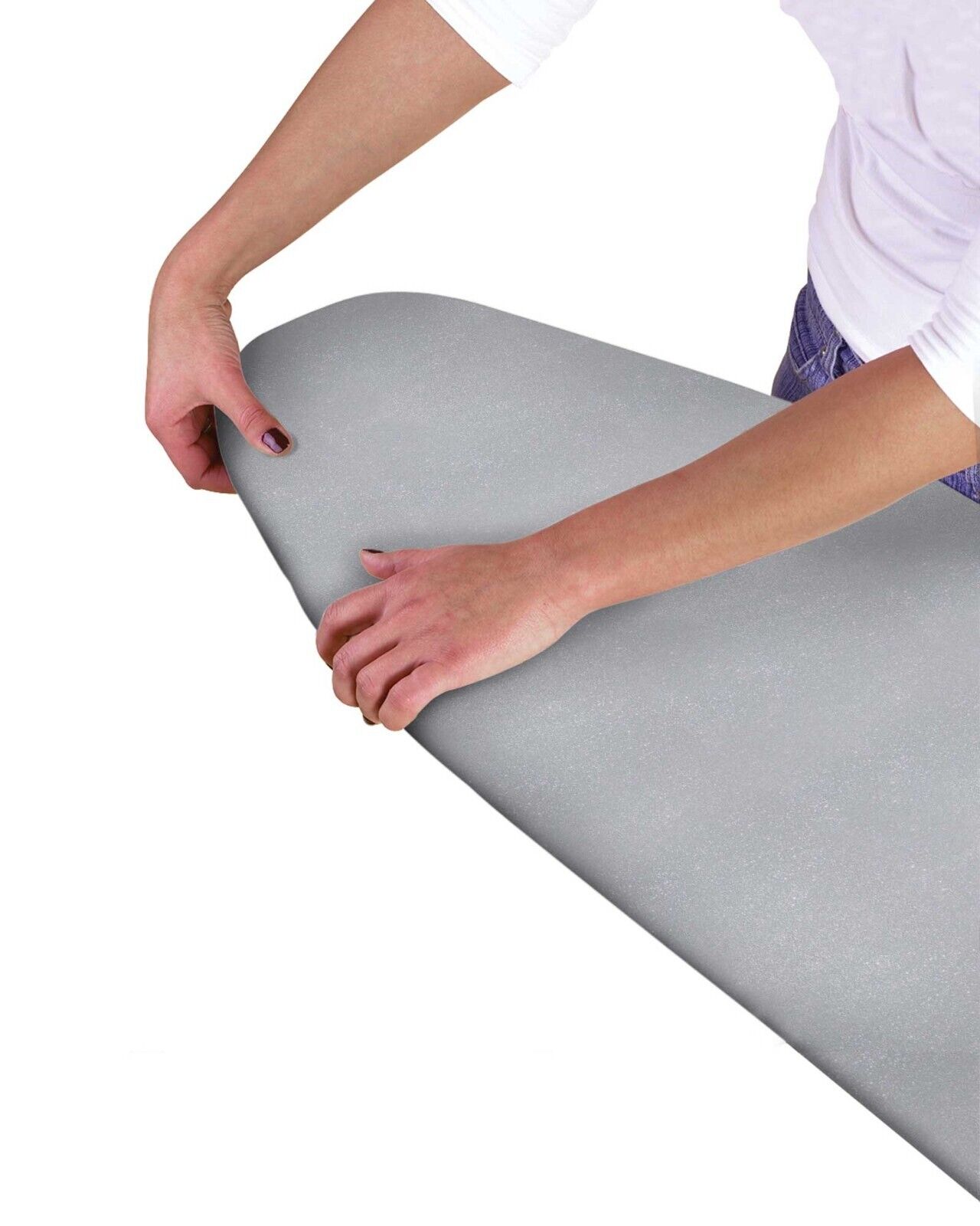 Modern Easy Fit Elasticated Ironing Board Cover - Grey Metallic